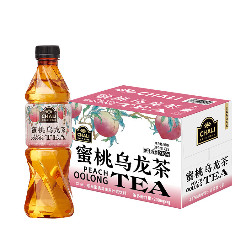 CHALI茶里公司茶飲料 果味茶 果汁飲料蜜桃烏龍果汁390ml*15瓶/箱